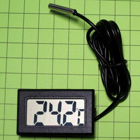 Электронный термометр с выносным водонепроницаемым зондом, провод 1м, цвет черный